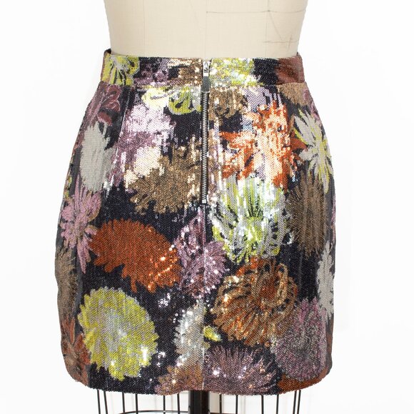 Zara Floral Multicolor Sequin Mini Skirt Small NWOT - Picture 2 of 11